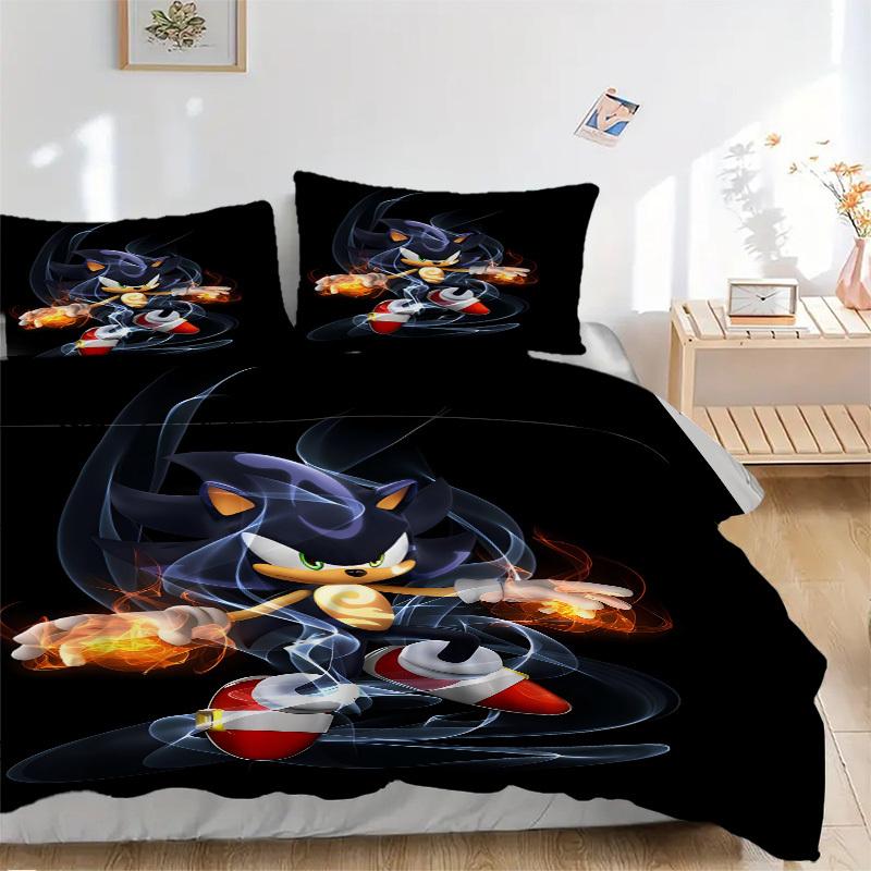 

Sonic the Hedgehog Artwork Bedding Set Comforter Cover Gift for Bedroom,Includes 1 Cover and 2 Pillowcases, No InsertB520 135x200cm