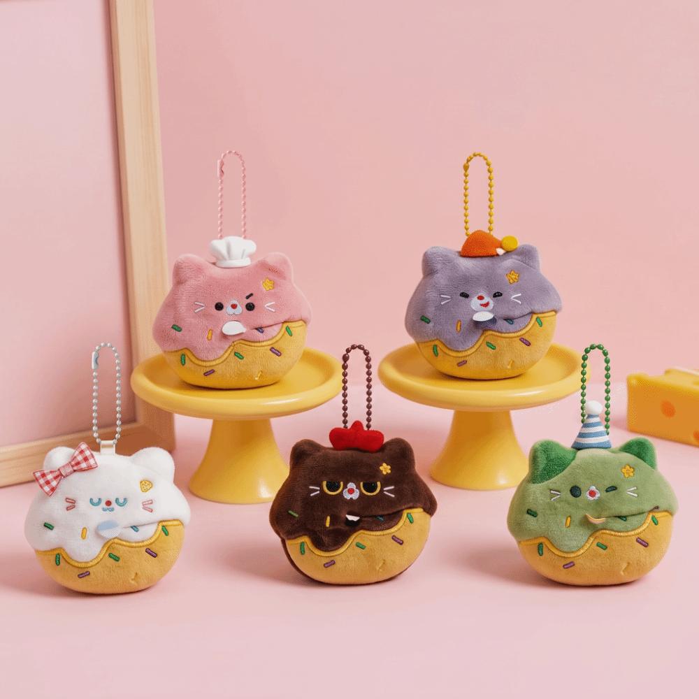 Little Cat Donut Cat Plush Keychain Soft Plush Decorative Charm Plush Doll Keychain Bestie Gift