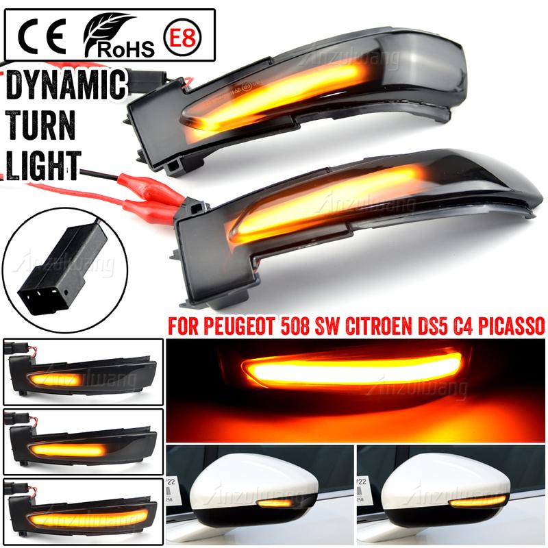 

2 Pcs Dynamic LED Rearview Mirror Indicator Turn Signal Light 6325J4 6325J5 For Peugeot 508 for Citroen DS5 C4 2010-2017