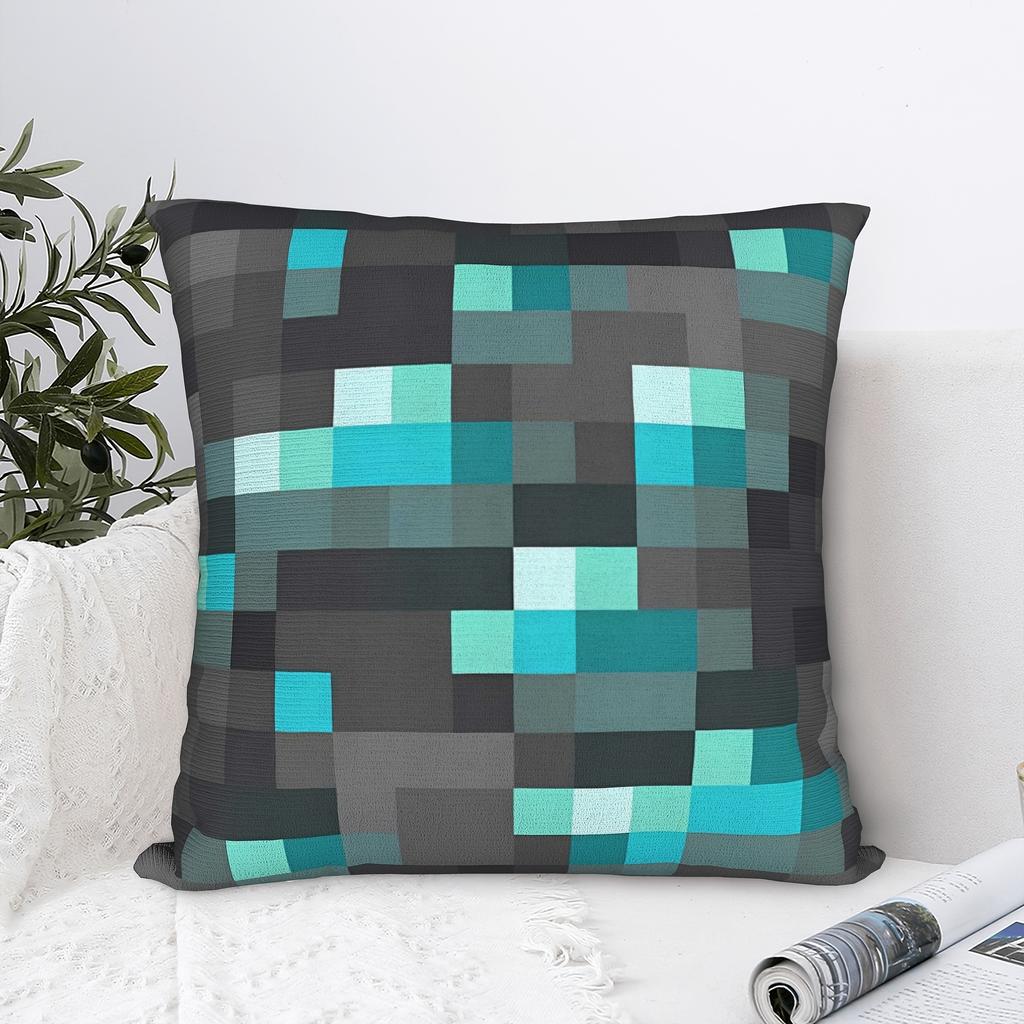 1pc Gamer Bedroom & Dorm Pillow Cover, Polyester 2-sided Print, Cool Pixel Grid Pattern, Perfect Gift for Gaming Fans