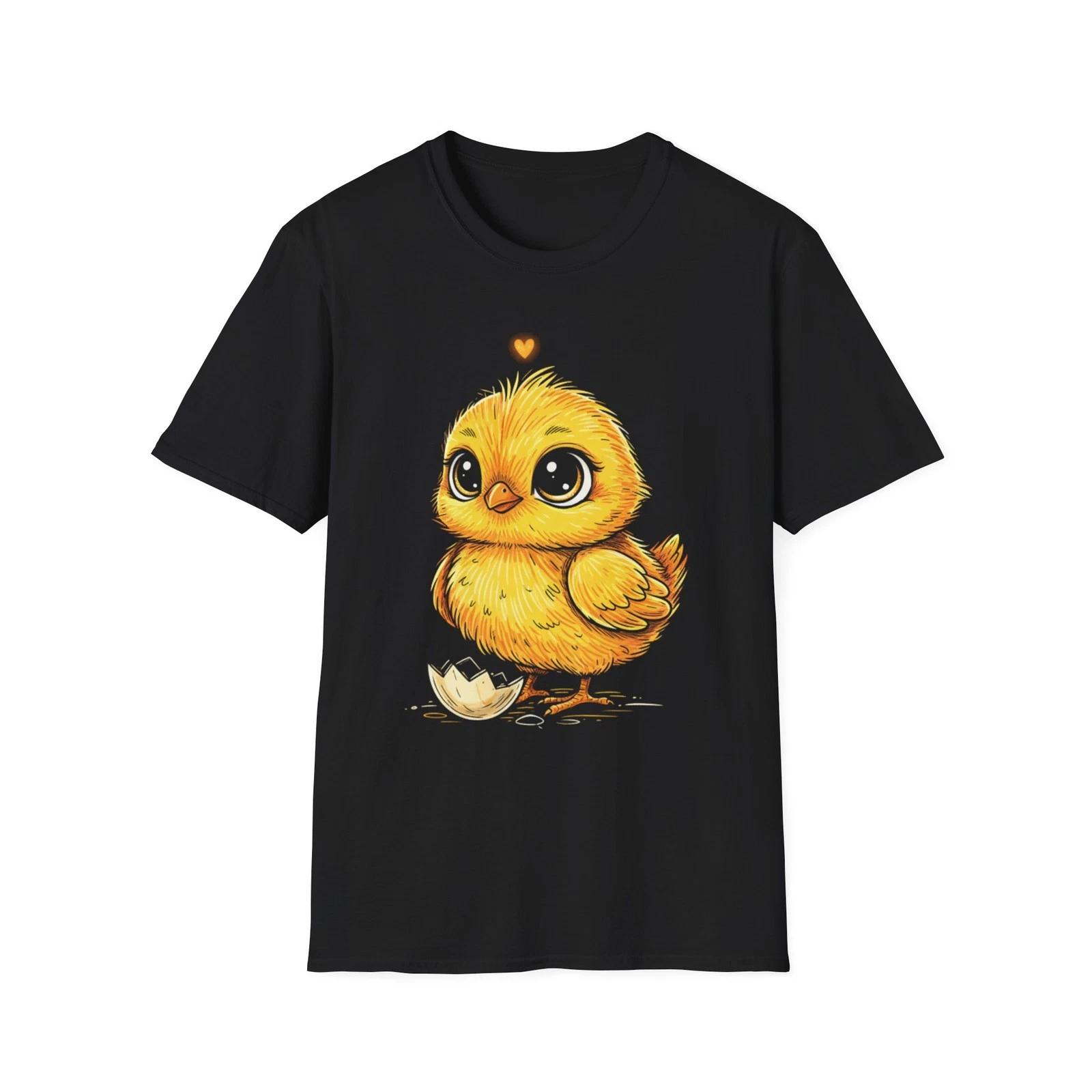 Chick Kawaii Cute Easter Spring Black Tee Cartoon Graphic T-Shirt 2XL