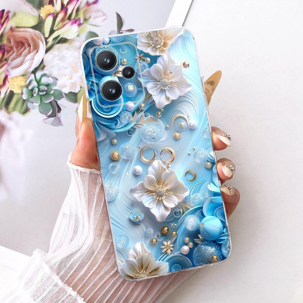 Transparent For Realme Q5 Case RMX3478 Cute Fashion Butterfly Funny Painted Soft Bumper Cover For Real me Q5 Casing