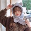 Bear hat women's winter scarf gloves three-piece cotton fleece integrated hooded cute thickened warm ear protector cotton hat