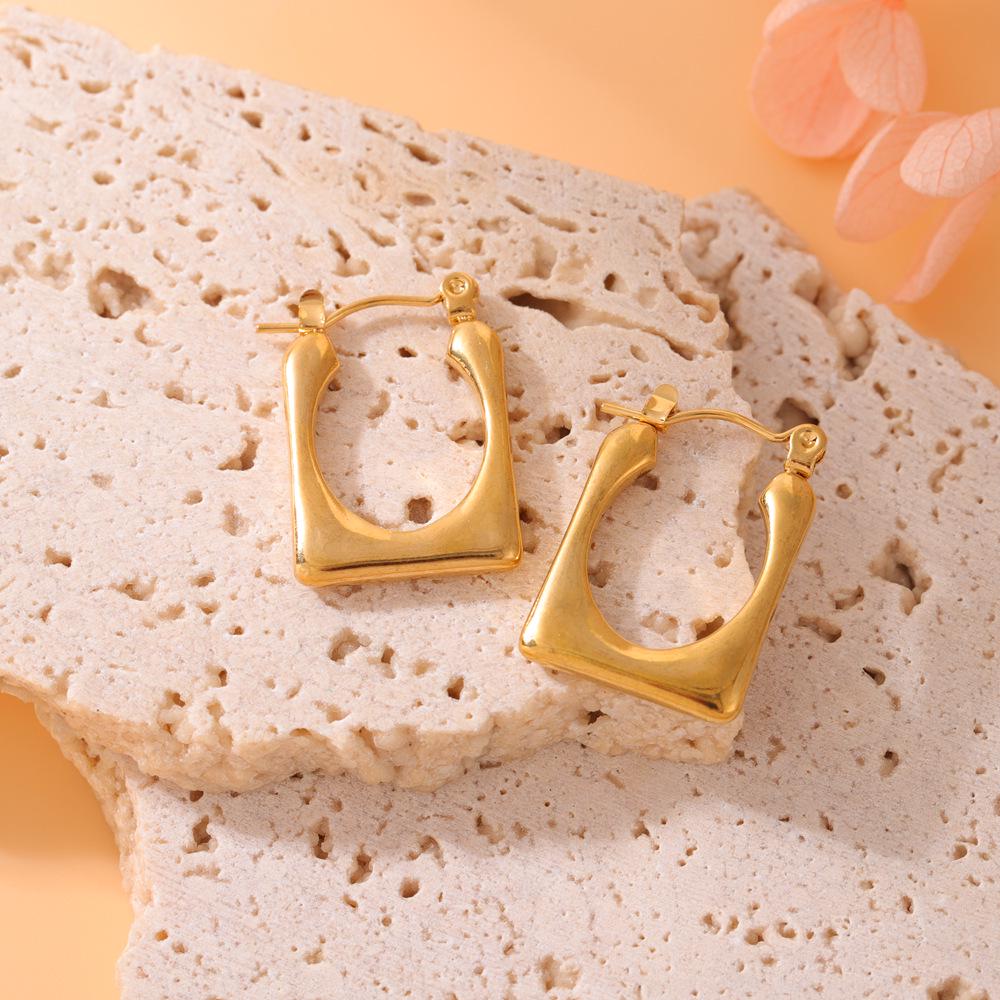Retro Women's Stainless Steel Hydraulic Earrings - High-End European & American Design