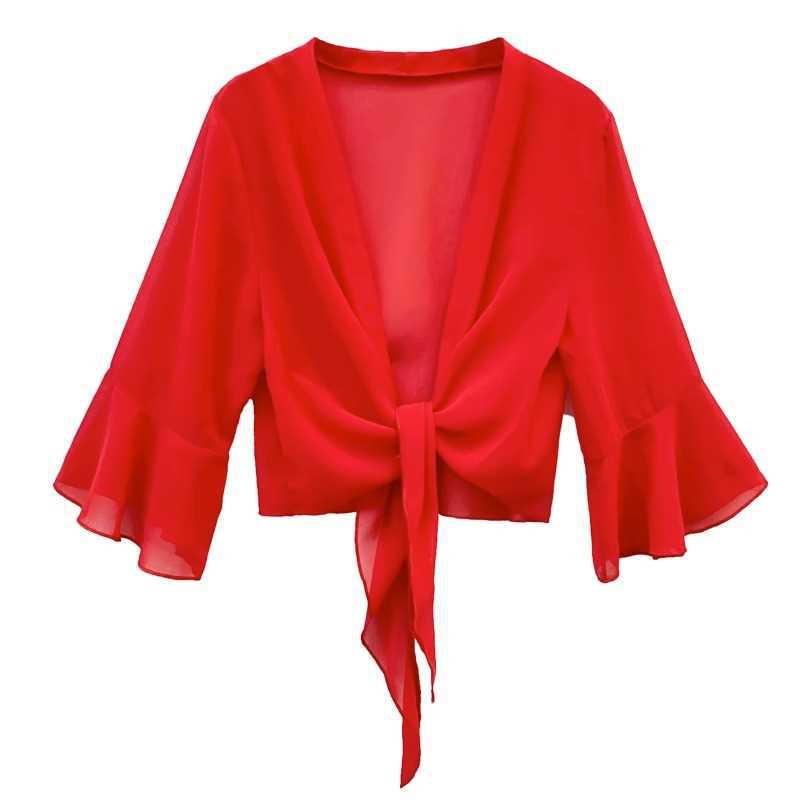 Dámský šifonový bolerko a odpovídající set šatů s tílkem - Jarní/Letní lehký kardiganový přehoz