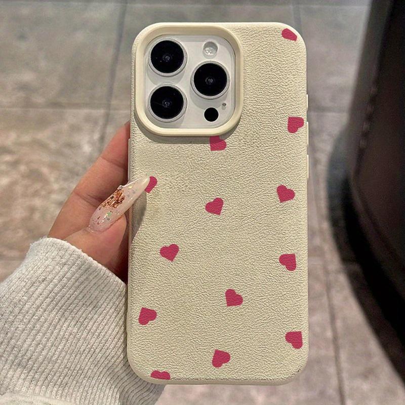 Red heart-shaped pattern phone case suitable for iPhone 17 16 15 14 13 12 11 Pro/Max/Plus anti drop and shockproof back cover