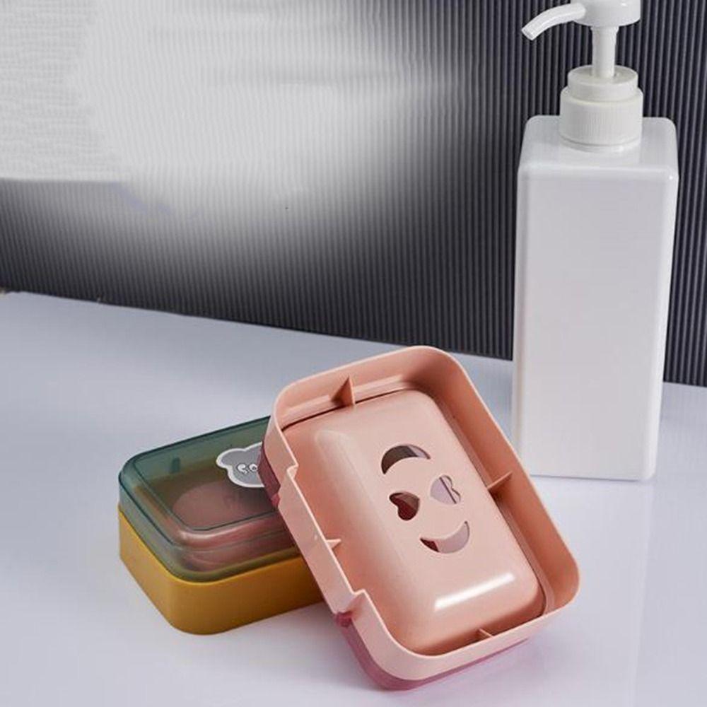 Plastic Clamshell Soap Box Cartoon Soap Container Soap Dish Soap Dish with Lid  for Home