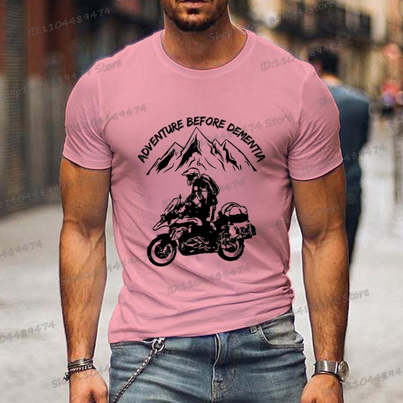 Funny Mountain Adventure Motorcycle T-shirts Harajuku Fashion Men T Shirt Adventure Before Dementia Shirts for Men Women