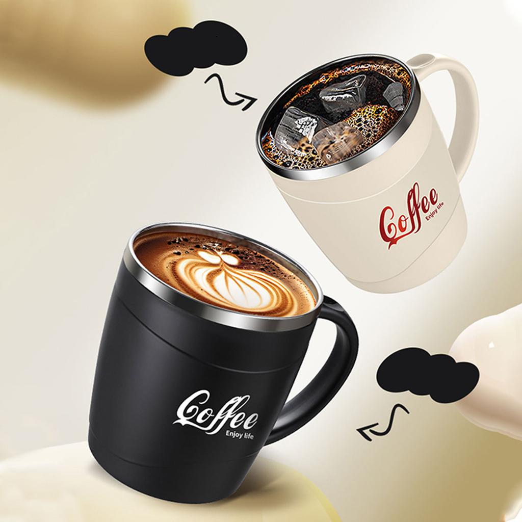 500ML Double-layer Thermos Mug 304 Stainless Steel Milk Coffee Cup Portable Sealed Cold And Hot Water Drinking Cup With Handle