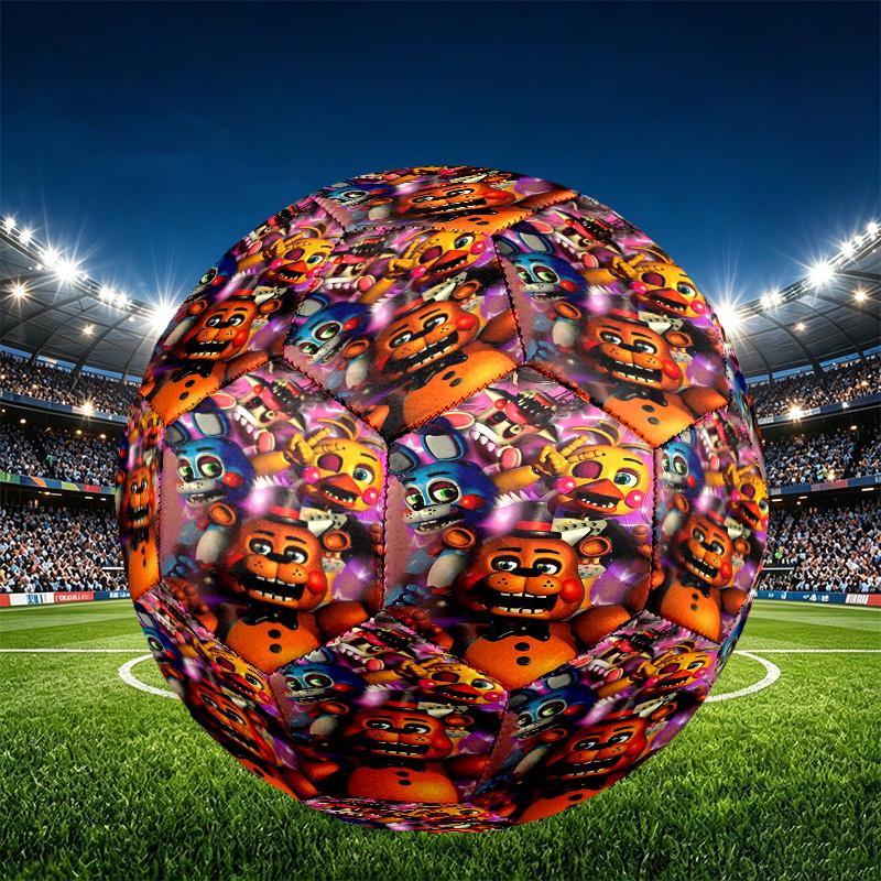 Five Nights At Freddy's Print Size 5 Soccer Ball, PU Wear Resistant Football for Match Training and Daily Practice, Birthday Gift for Soccer Fans