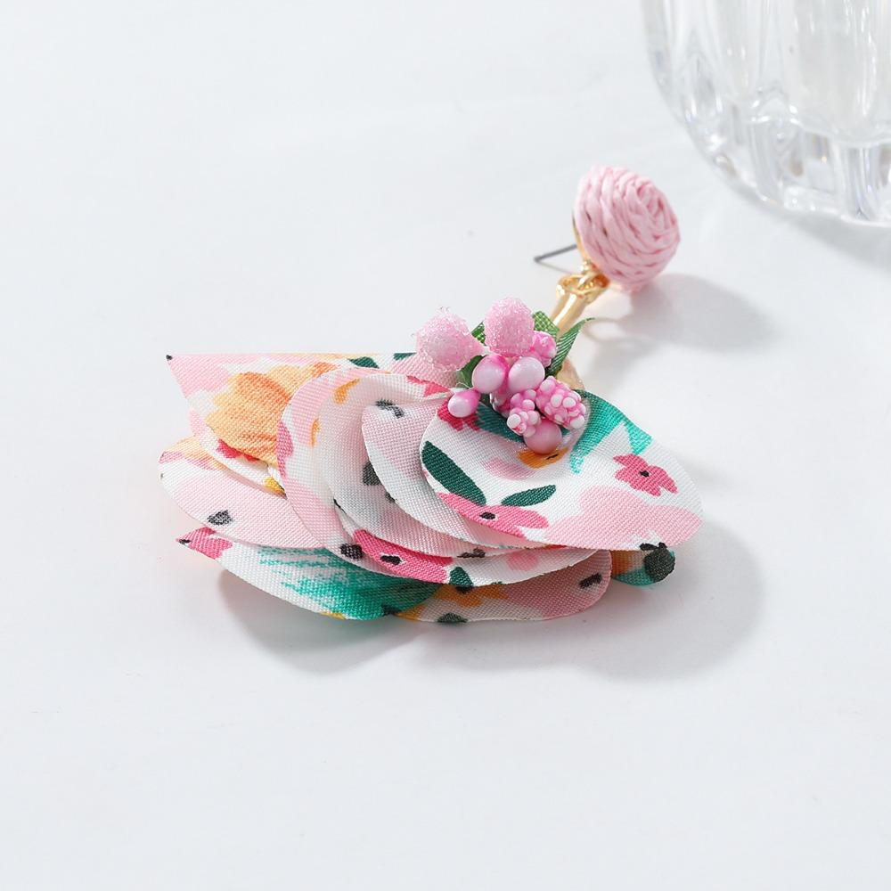 Tassel Flower Dangle Earrings Exaggerated Petals Stud Earrings Romantic Beach Earrings Vacation