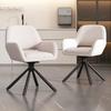 Swivel, Sherpa Fabric, Set of 2, With Armrests, Modern and Simple, Dining Chair, White