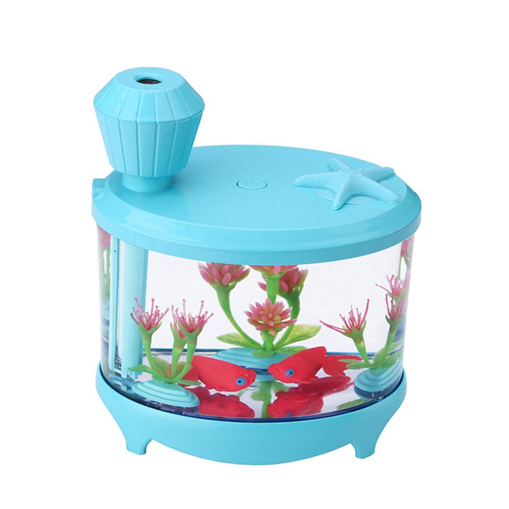 Novel Fish Tank LED Night Light Household Ultrasonic Air Humidifier Aquarium Small Cylinder Air Purifier Misting Maker