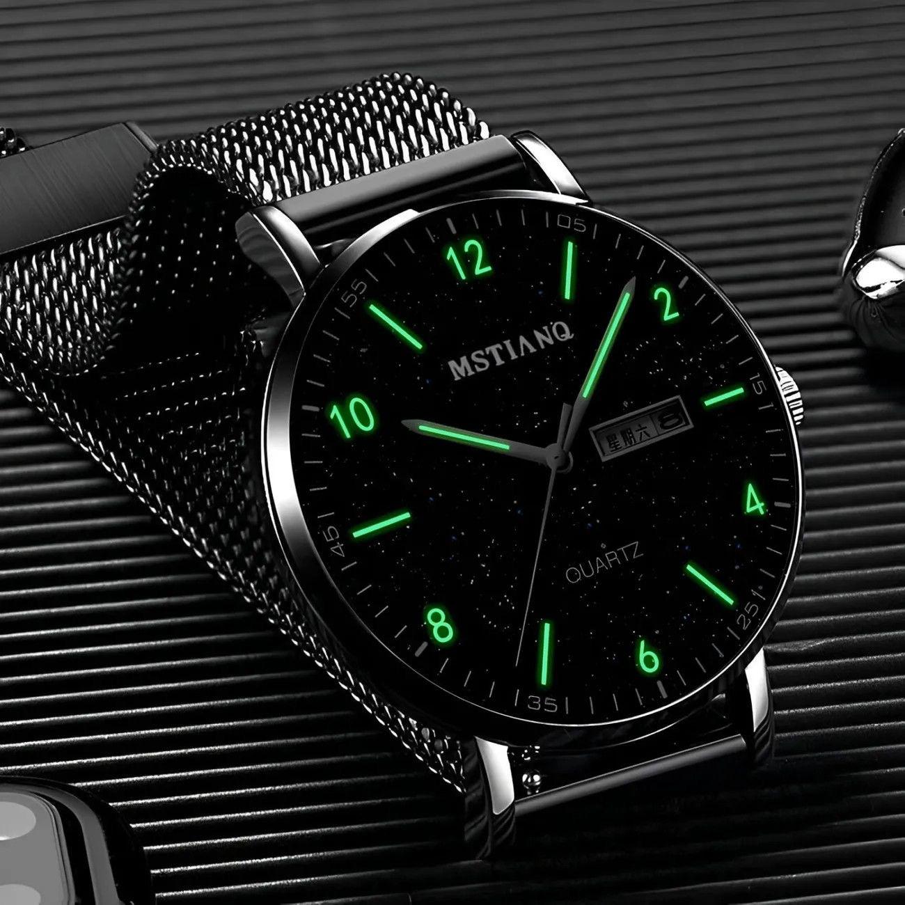 

Star Watch Men S Non-Mechanical Watch Teen High School Student Trend Black Technology Ultra-Thin Electronic Quartz Watch starry night luminous - black leather band