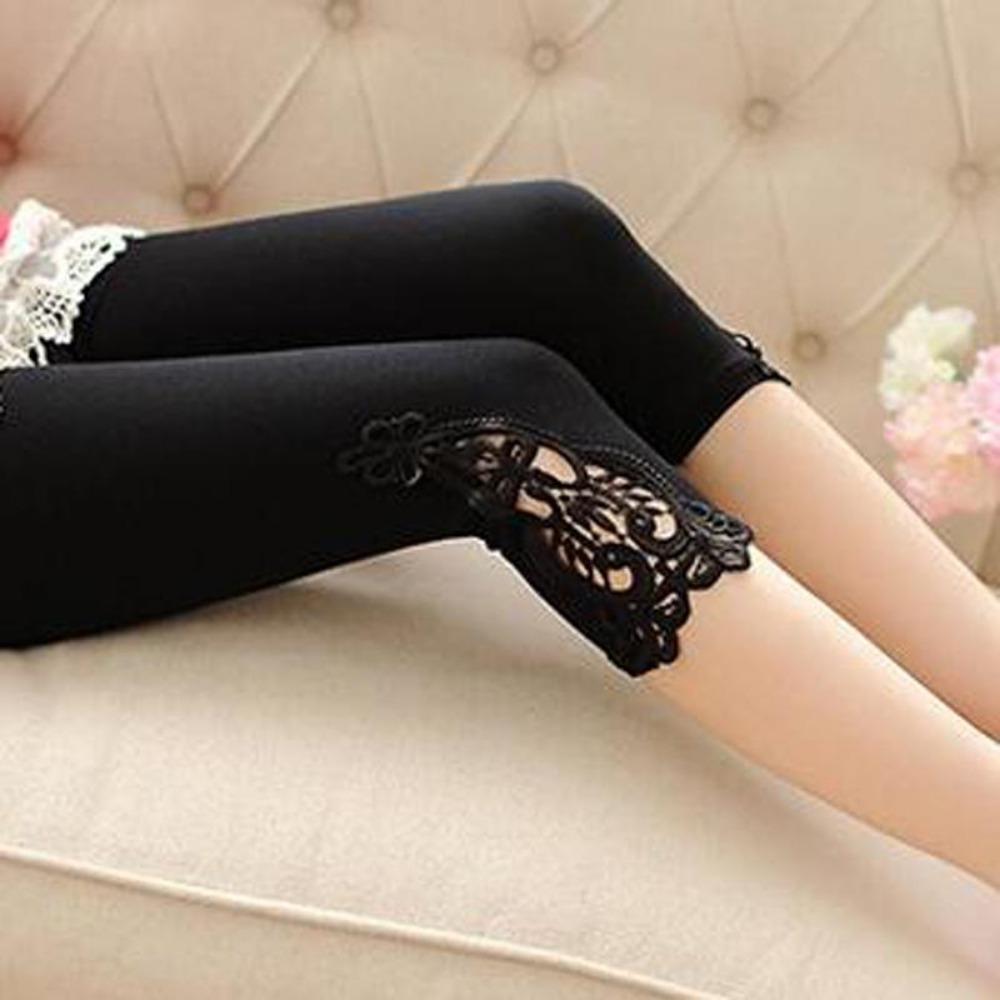 Kvinner blonder hule leggings kvinnelige kort mid kalv Capris skinny bukser