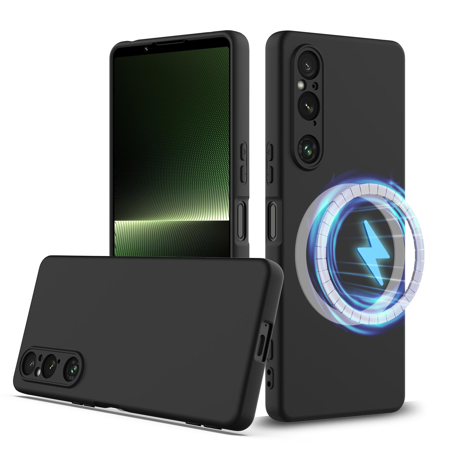 For Sony Xperia 1 V Magnetic Case Anti-Drop Liquid Silicone Phone Cover A
