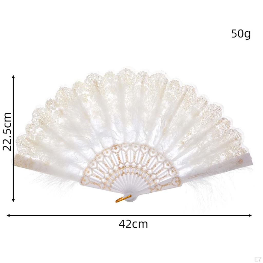 Wachlarz z piór Elegancki ręcznie haftowany kwiat składany rekwizyt przenośny ręczny na bal maturalny