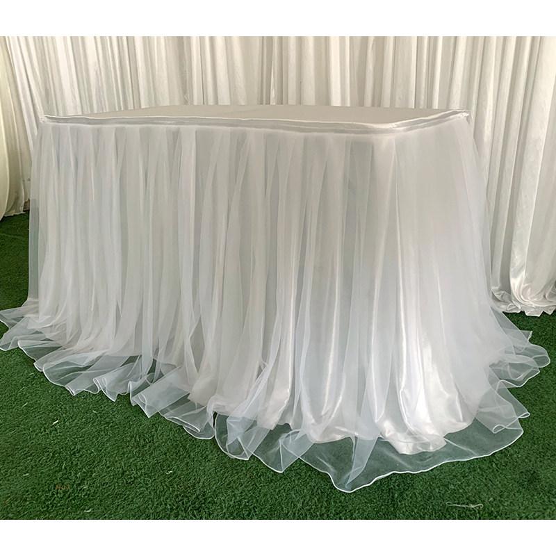 

Solid Color Tulle Table Skirt Round Table Cloth for Wedding Birthday Tablecloth Dining Party Table Accessories Wedding Decor Length1m Height 80cm