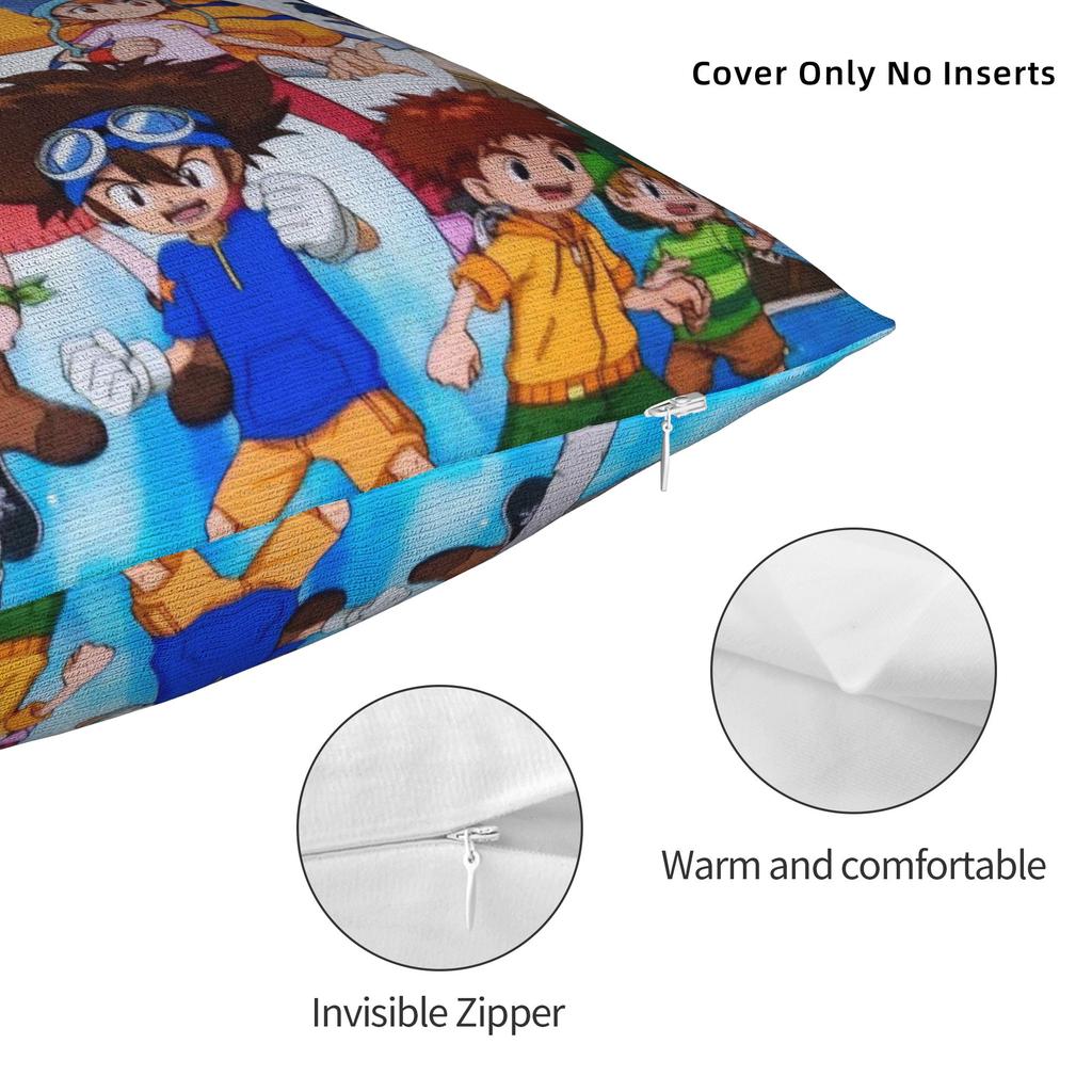 Digimons Anime Square Pillow Cases Tentomon Cushion Covers Creative Zippered Decorative Pillowcase For Living Room 40*40Cm