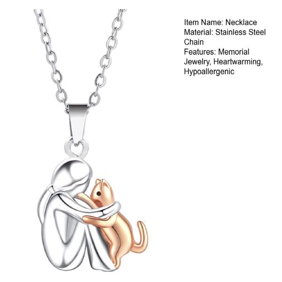 Colar Cão e Mulher Pingente Abraço de Cachorrinho Colar Memorial Joia para Donos de Cães Gatos Presente para Mulheres Mães Amantes de Animais de Estimação