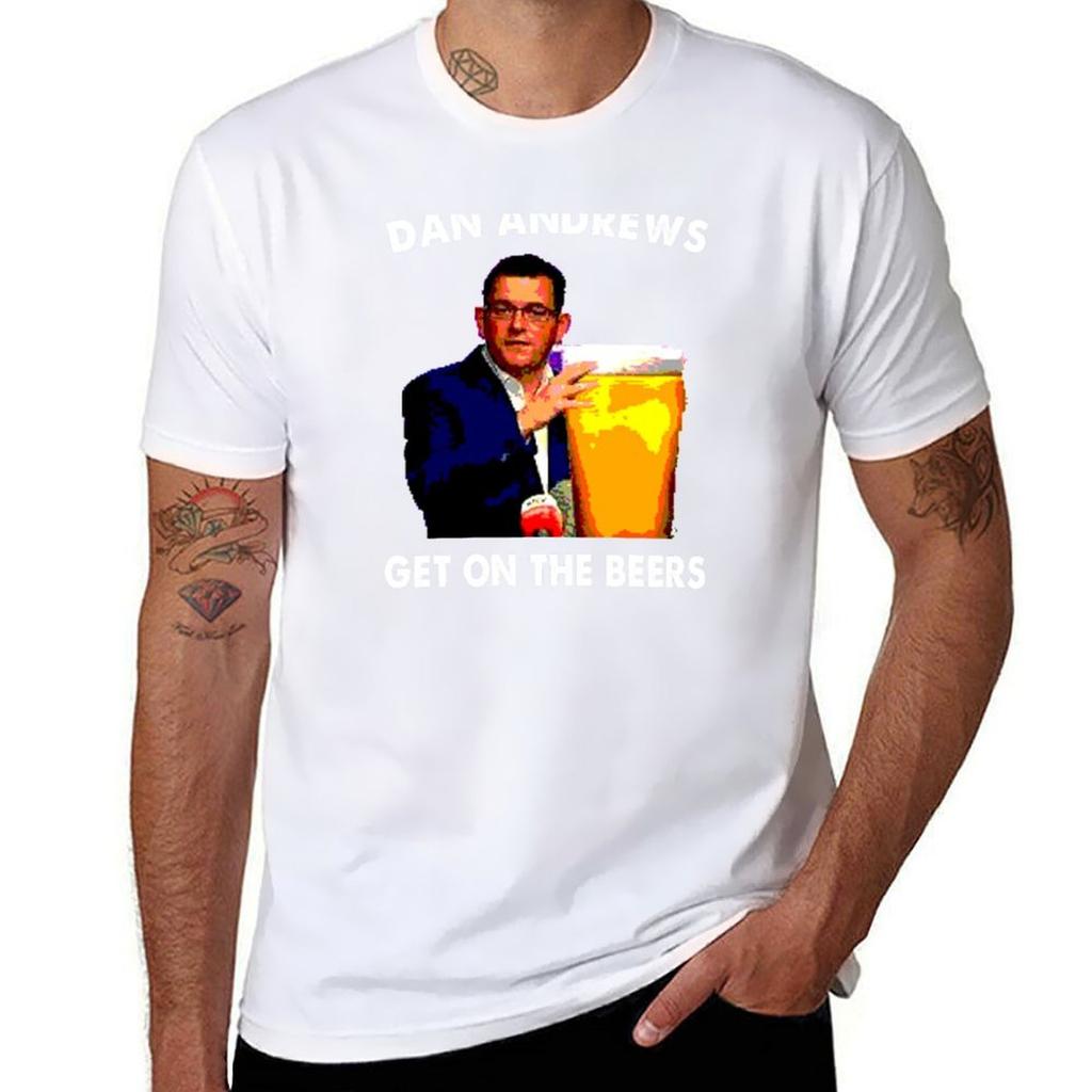 Dan Andrews Get on the Beers T-Shirt Baumwoll-T-Shirt Mann Schwarzes Baumwoll-T-Shirt Einfach für Mann Paket Mann T-Shirt Designer-T-Shirt