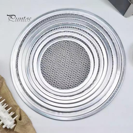Aluminum Baking Pan Alloy Pizza Screen, Non Stick Mesh Pan, Professional Tool Round Crisper Tray for Oven Home Kitchen Restaurant Cooking Griddle