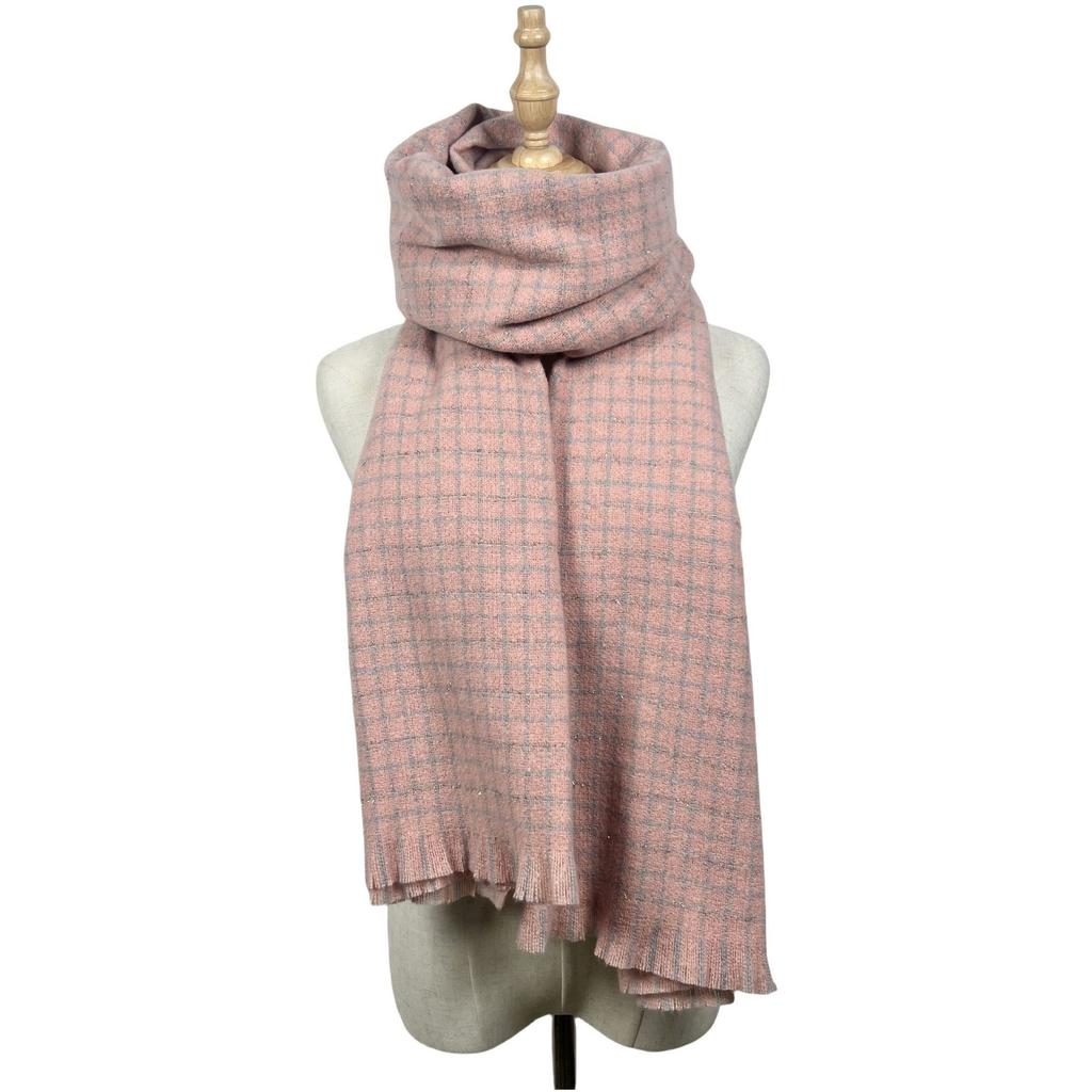 New Angela red scarf women's thickened long autumn and winter senior sense versatile simple plaid warm scarf