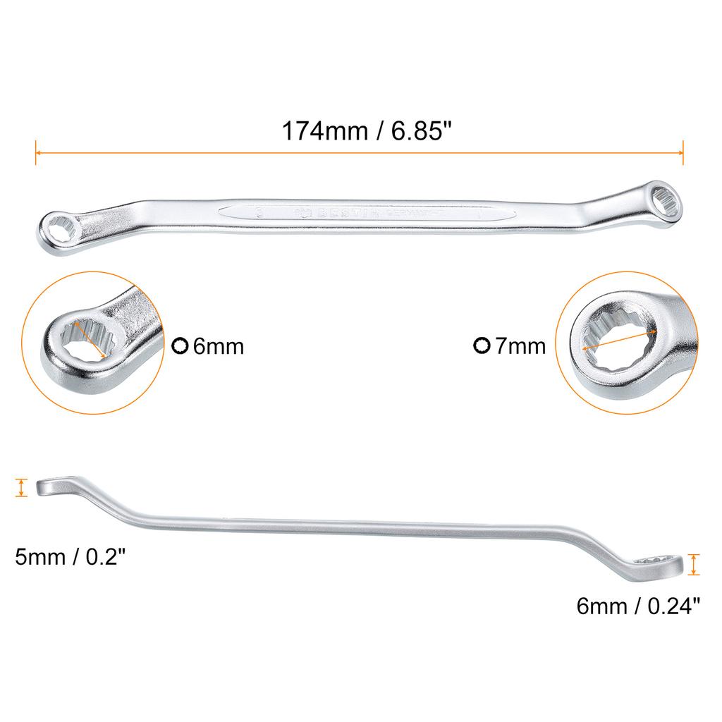 1/2pcs 45-Degree Offset Box End Wrench 12 Point Metric CR-V Double Box End Wrench Long Offset Torx Box Wrench for Repair Tool