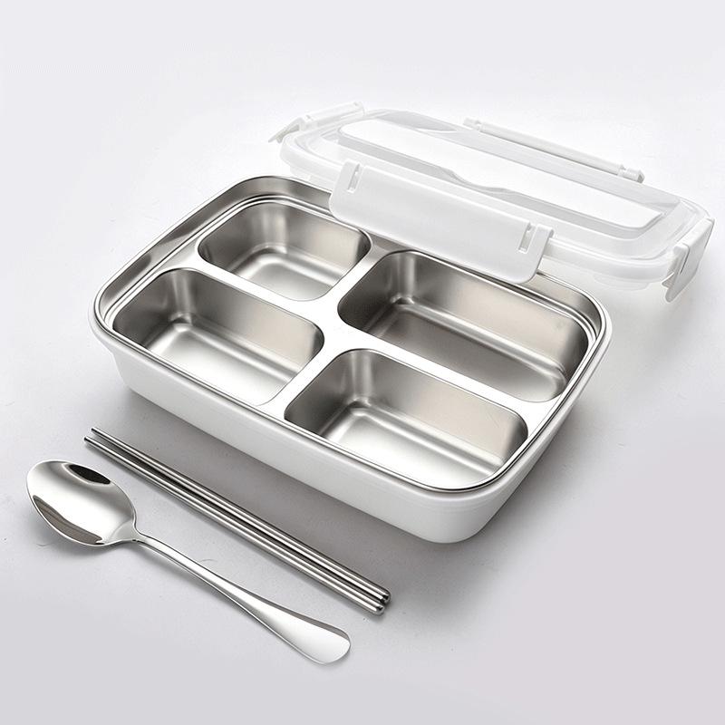 Multi-Compartment Stainless Steel Bento Box - No Flavor Mixing, Microwave Safe, Ideal for Students and Office Workers, Portable Lunch Solution