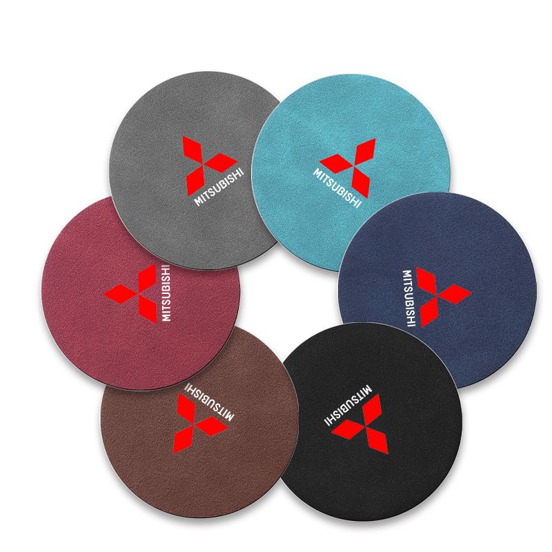 1/2pcs Suede Car Coaster Mat Water Cup Slots Non-Slip Pad for Mitsubishi Outlander Lancer 10 9 L200 Pajero ASX RALLIART Eclipse SR1