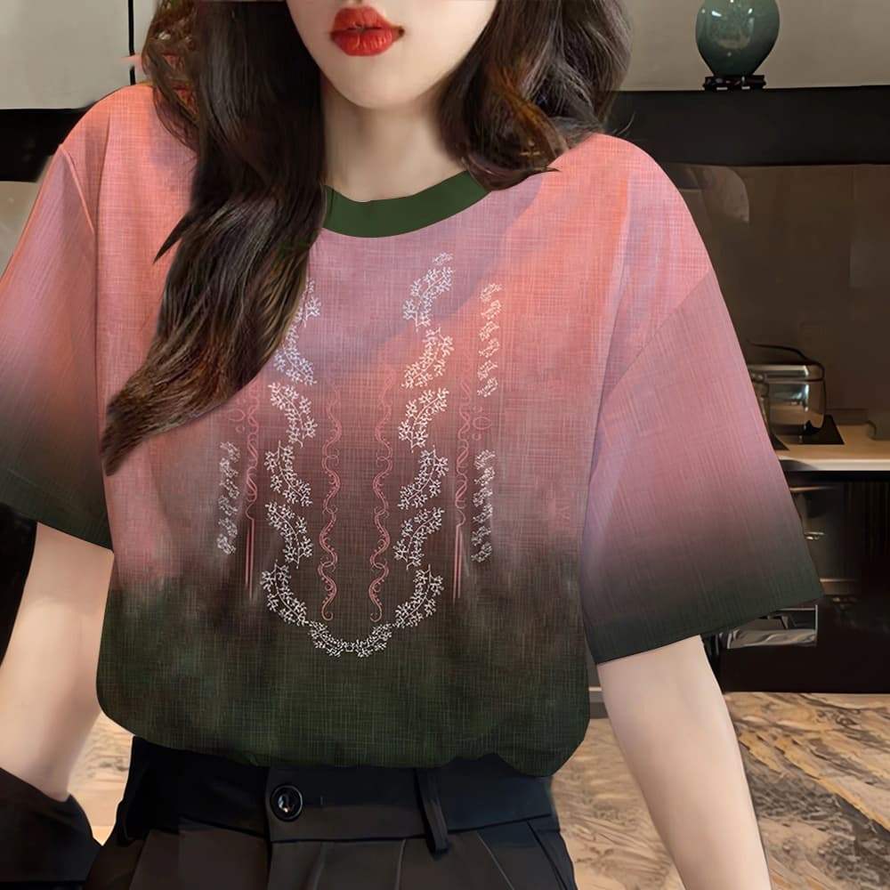 Women s casual T-shirt - printed short sleeved casual top XXS