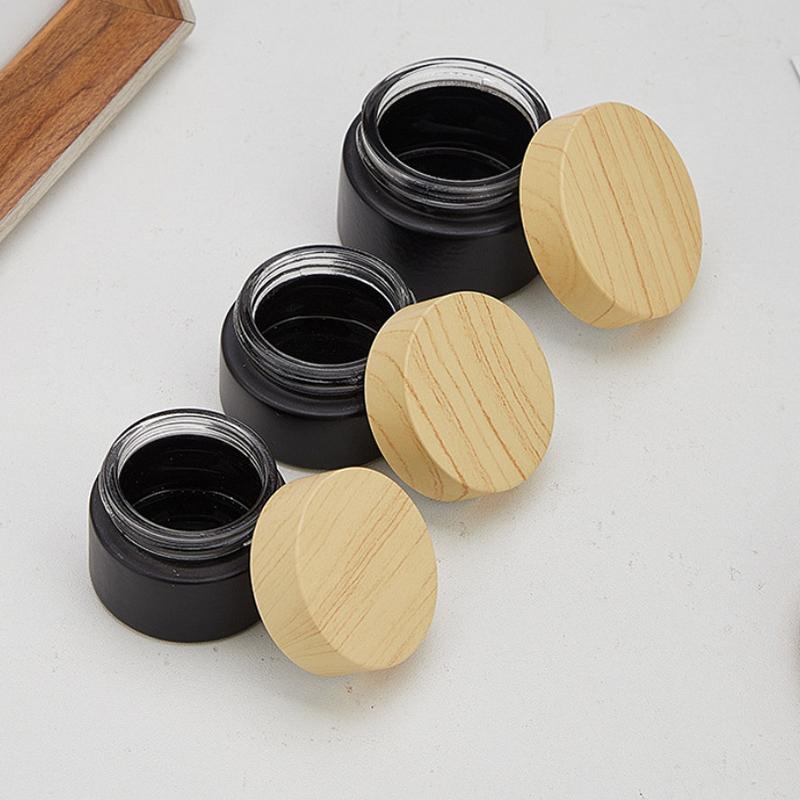 Plastic Lid Empty Jars Black Glass Cream Jar Cosmetic Container 10/30/60G Glass Bottle Make Up Container Travel Cosmetic Jars