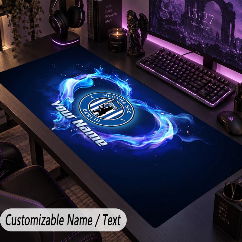 Großes Mauspadd Hertha BSC Benutzerdefinierter Name Text Personalisierte Schreibtischmatte Rutschfestes Gaming-Pad