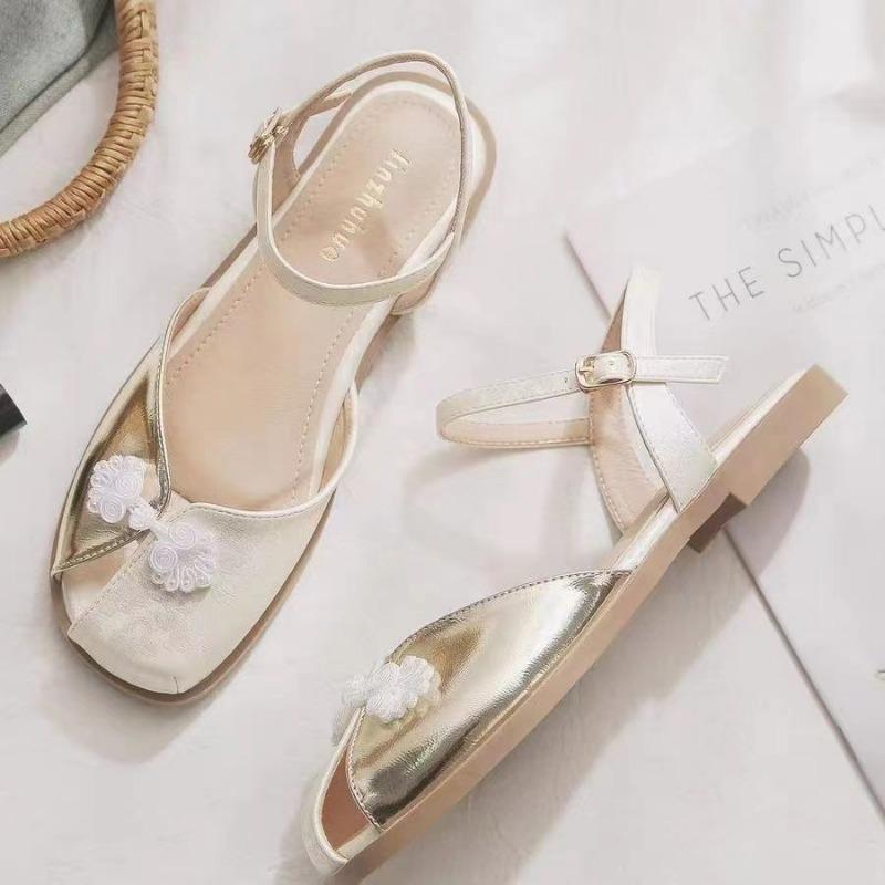 Women's Sandals 2024 New Fashion Baotou Open Toe Design Flat Sandals Summer Casual Elegant Dress Party Shoes Zapatos Large Size