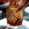 Japanese Black Warrior Crystal Glass Armor Edo Kiriko Whiskey Wine Glasses Hand Engraved Amber Whisky Cup Brandy Rock Snifter
