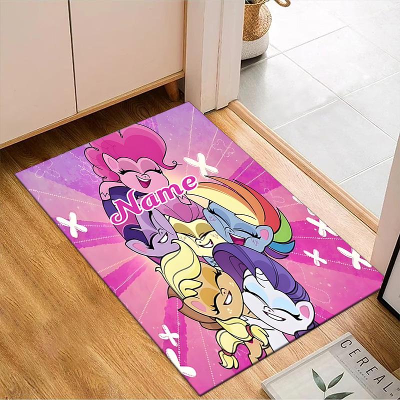 Custom Name Purple Unicorn Friendship Rug for Living Room, Game Rooms, Office, Bedroom, Floor Mat Playful Design, fan gifts Christmas decor