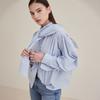 HAGAHI Scarf Tie Dress Shirt - Blue Stripe