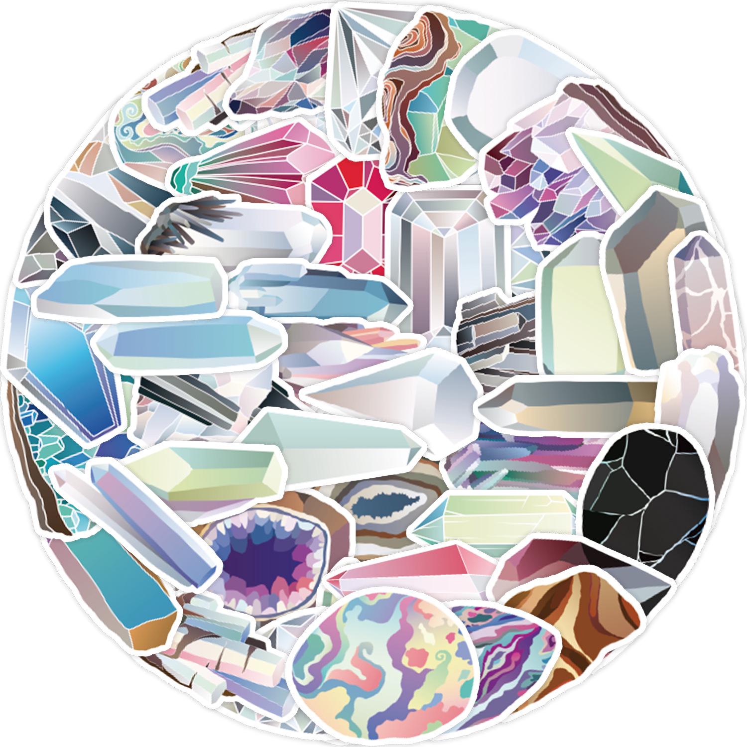 

50pcs Waterproof Gem Cartoon Stickers for Notebook, Phone, Cup, and Journal Decor.
