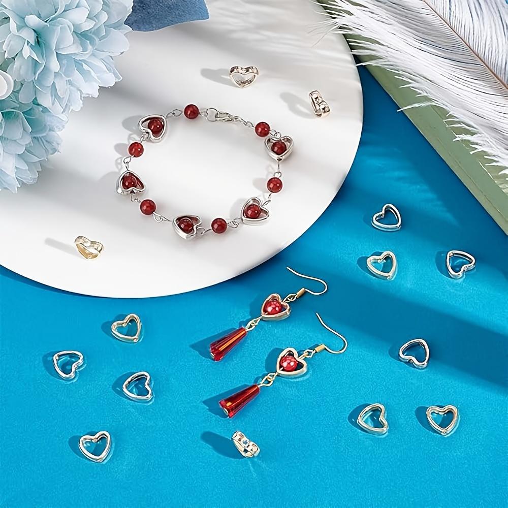 50/100/200pcs Peach Heart Shaped Heart-shaped Double Hole CCB Interval Bead Romantic Hollow Peach Heart Pendant DIY Necklace Bracelet Accessories