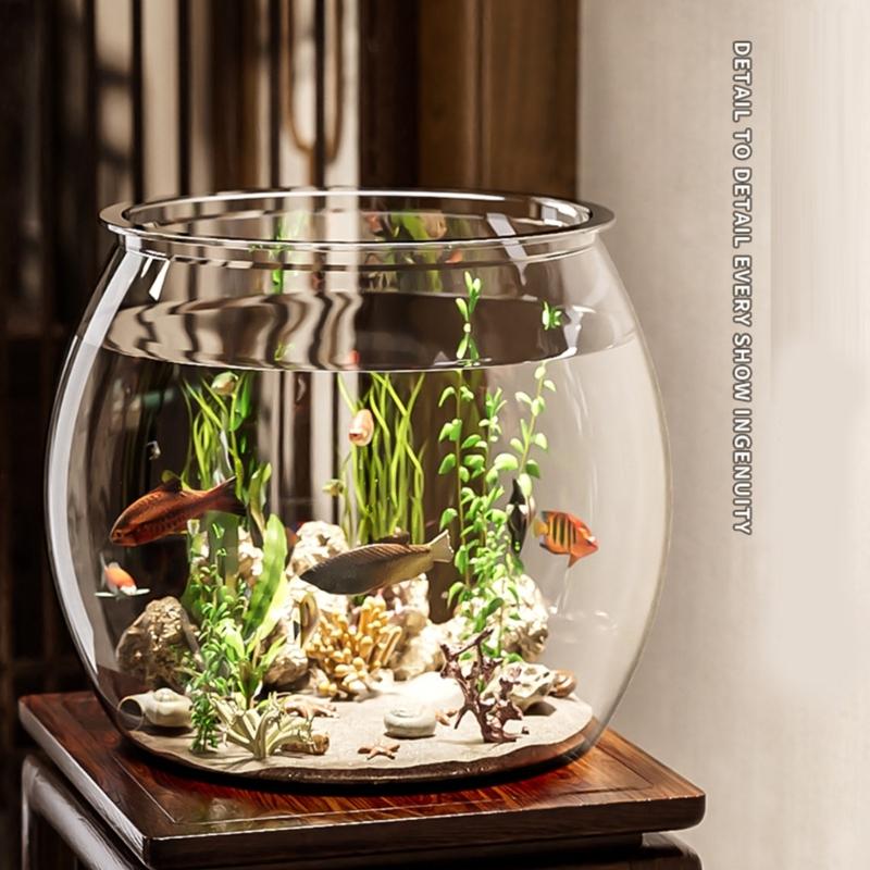 Modern Round Fish Bowl PET Plastic Perfect As Desktop Or Table Decoration For Kids And Adults