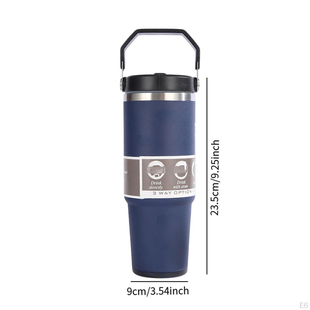 30 Travel Tumbler with Handle, 9.2 Inch Tall Coffee Mug, Fits Car Holder, Double Wall Insulated