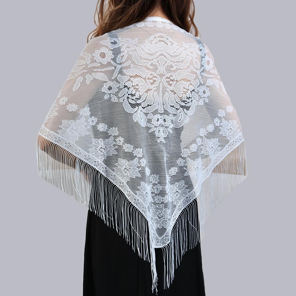 Printed Butterfly Lace Scarf Hollow Tassel Triangle Scarf Embrodiery Women Headscarf Femme Shawls Scarves Long Veil Floral Scarf