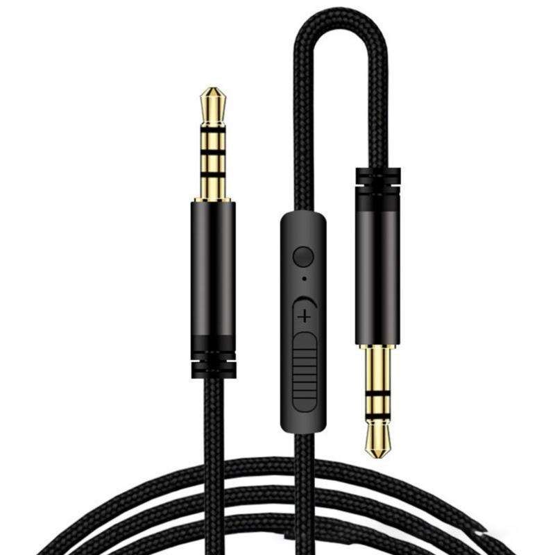 120CM 3.5mm Auditory Cable with Microphones Voice Control for Headphones Car Speakers Smartphones