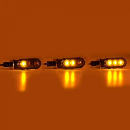 Mini LED Motorcycle Turn Signal Flowing Amber Light Blinker Indicator Lamp 2Pcs
