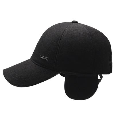New Men'S Ear Protection Cotton Hat, Fleece Warm Baseball Cap, Middle-Aged And Elderly Outdoor Windproof And Cold-Proof Cap