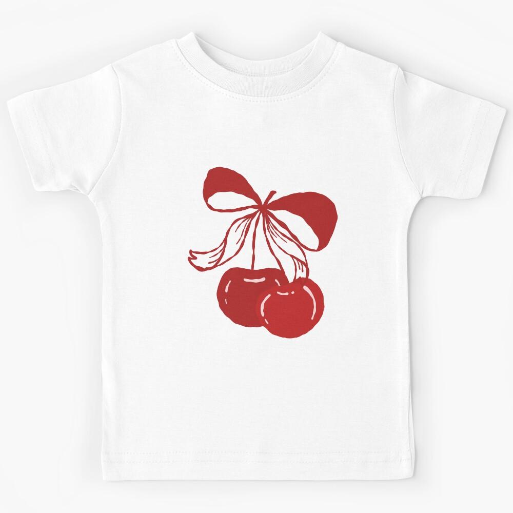 Red Cherry Aesthetic Red Ribbon Cherry Kids T-Shirt 120