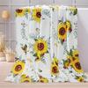 1pc Vintage Sunflower Pattern Blanket, Polyester Fabric, Machine Washable, Suitable for Bedroom Living Room Decoration