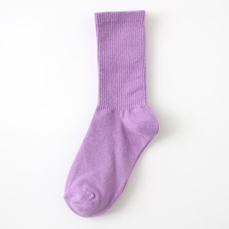 Female Spring and Autumn Thin Style Pure Color Candy Color Movement In The Tube Pile Socks