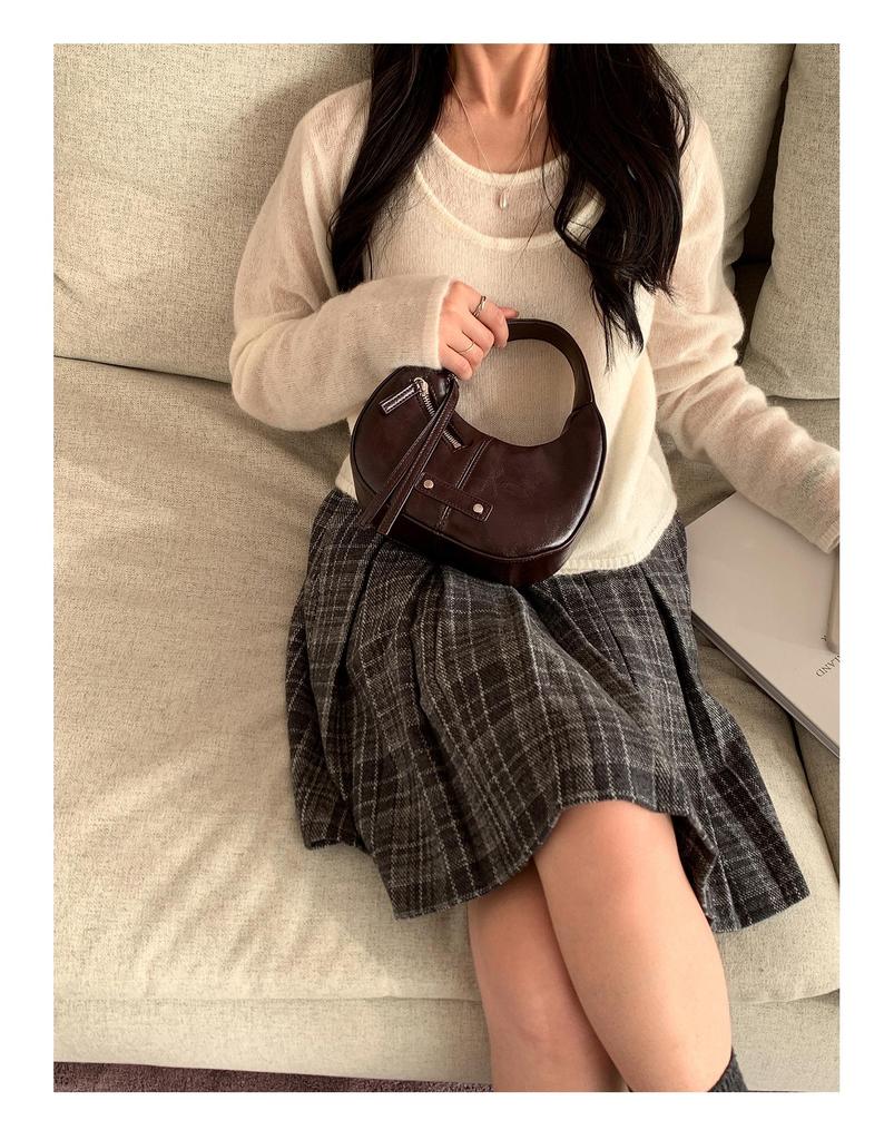 Spring Summer Crescent PU Leather Bag - Korean Style Versatile Tote for Women