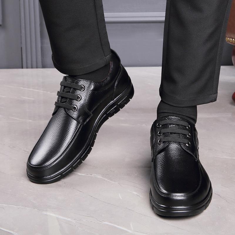 Handmade Leisure Men Shoes New Trendy Minimalist Work Shoes With Lace Up Middle-Aged Dad Formal Casual Business Leather Shoes